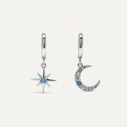 Ilaria – Coppia Orecchini Stella e Luna Argento