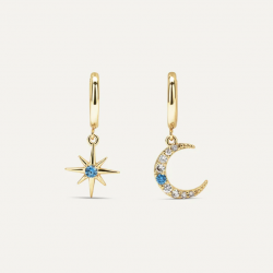 Ilaria – Coppia Orecchini Stella e Luna Oro