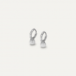 Carmen – Coppia Orecchini a Cerchio con Perla Argento